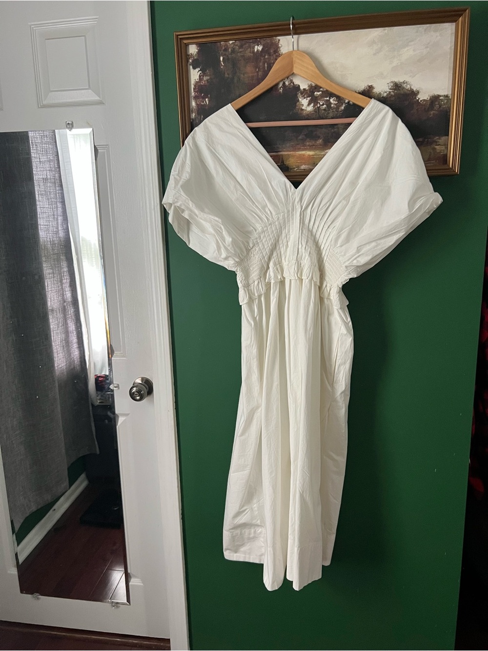 Anthropologie White Midi Dress with Puff Sleeves - Picture 7 of 7